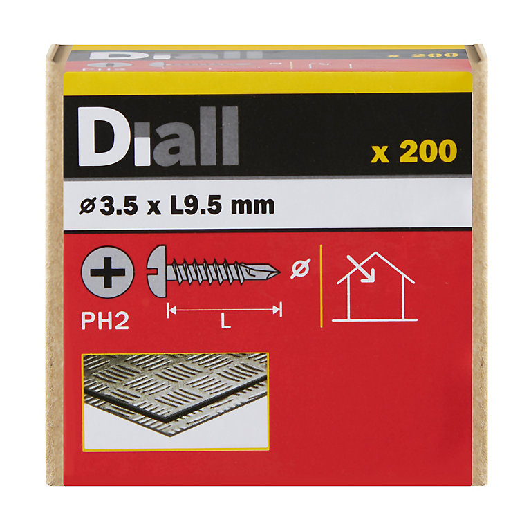 Product image for Diall Pan head Zinc-plated Carbon steel Screw (Dia)3.5mm (L)9.5mm, Pack of 200