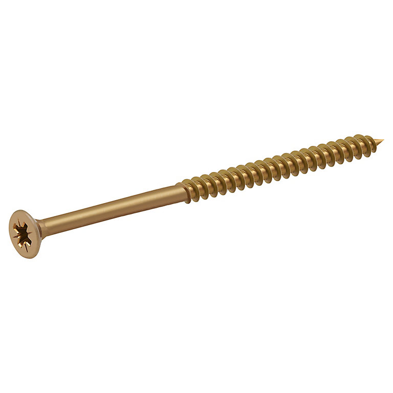 Image of Diall Yellow-passivated Carbon steel Screw (Dia)5mm (L)80mm, Pack of 100