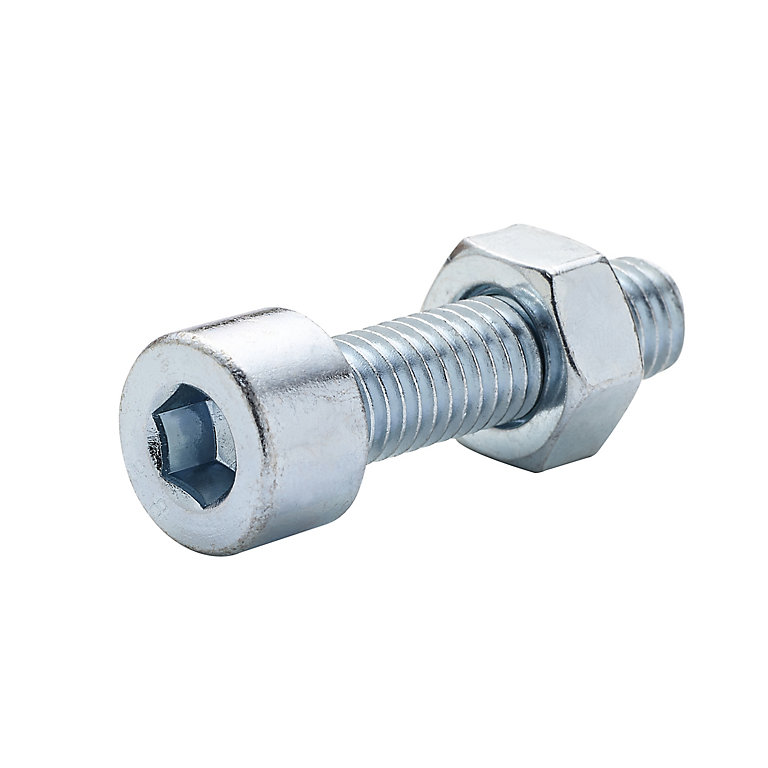 Product image for Diall M8 Cylindrical Zinc-plated Carbon steel Set screw & nut (L)30mm, Pack of 20