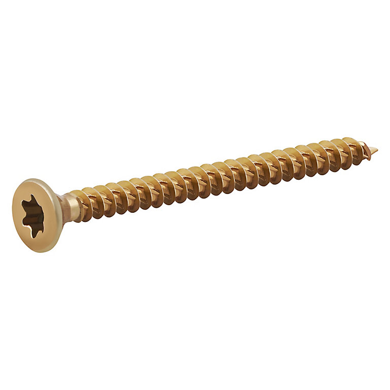 Product image for TurboDrive TX Double-countersunk Yellow-passivated Steel Wood screw (Dia)5mm (L)60mm, Pack of 200