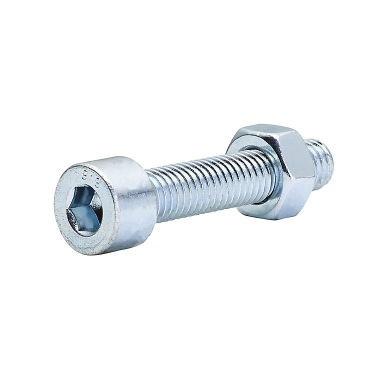Product image for Diall M8 Cylindrical Zinc-plated Carbon steel Set screw & nut (Dia)8mm (L)40mm, Pack of 20