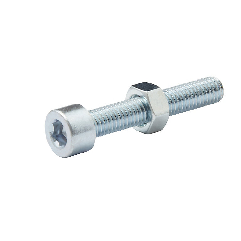 Product image for Diall M5 Cylindrical Zinc-plated Carbon steel Set screw & nut (Dia)5mm (L)30mm, Pack of 20