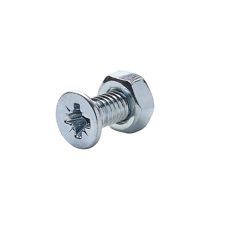 Product image for Diall M4 Pozidriv Countersunk Zinc-plated Carbon steel Machine screw & nut (Dia)4mm (L)12mm, Pack of 20