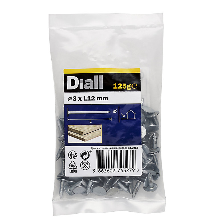 Product image for Diall Galvanised Clout nail (L)12mm (Dia)3mm 125g