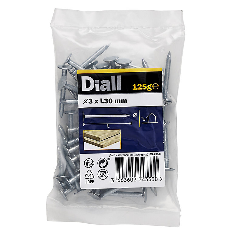 Product image for Diall Galvanised Clout nail (L)30mm (Dia)3mm 125g