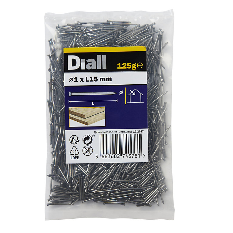 Product image for Diall Veneer pin (L)15mm (Dia)1mm, Pack