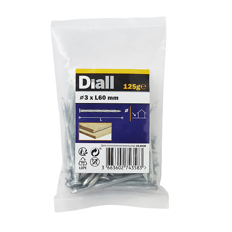 Image of Diall Galvanised Twisted nail (L)60mm (Dia)3mm 125g