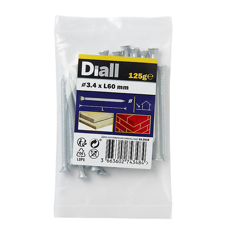 Product image for Diall Galvanised Masonry nail (L)60mm (Dia)3.4mm 125g