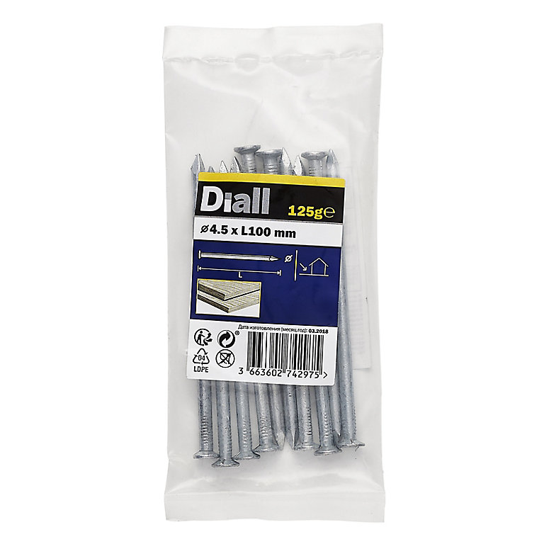 Product image for Diall Galvanised Round wire nail (L)100mm (Dia)4.5mm 125g