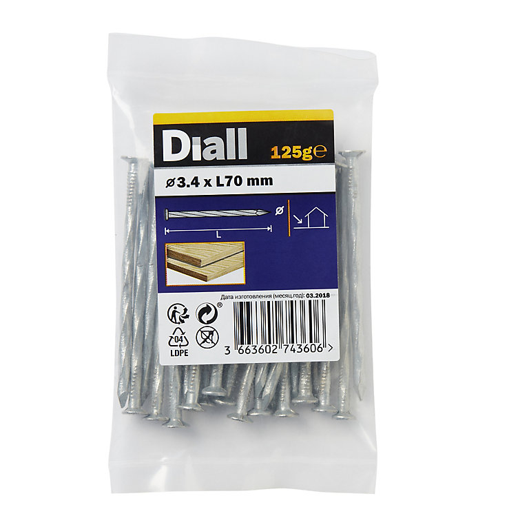 Image of Diall Galvanised Twisted nail (L)70mm (Dia)3.4mm 125g