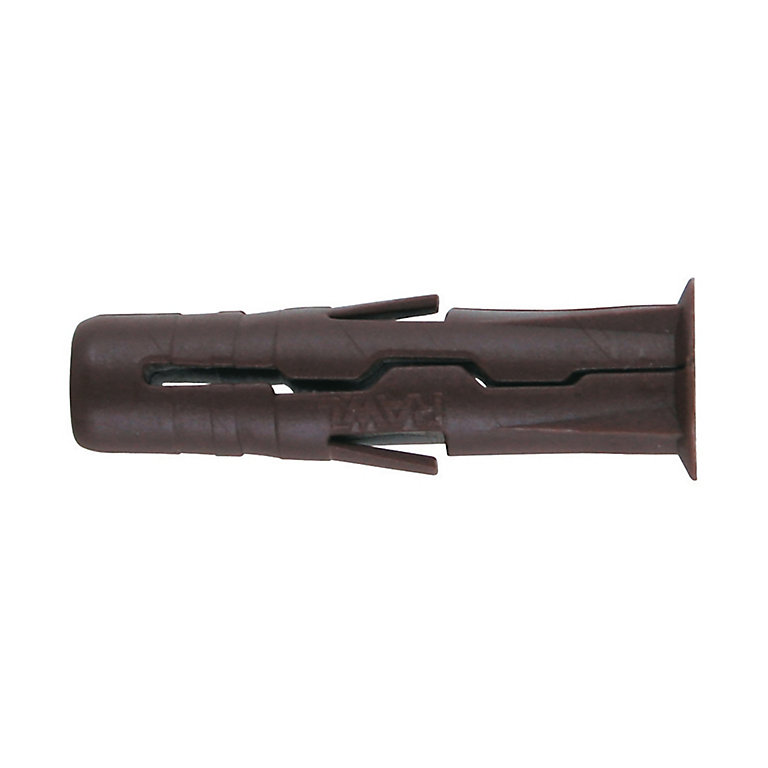 Product image for Rawlplug Uno Brown Multi-purpose screw & wall plug (Dia)7mm (L)30mm, Pack of 24