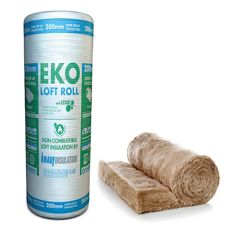 Product image for Knauf Eko Roll Loft insulation roll, (L)4.83m (W)1.14m (T)200mm