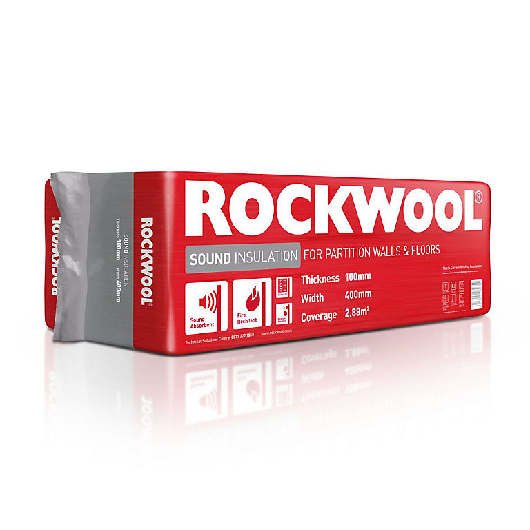 Product image for Rockwool Sound Stone wool fibres Insulation slab Pack of 6