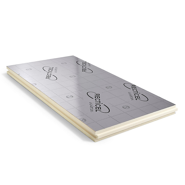 Product image for Recticel Instafit Polyisocyanurate 50mm Insulation board (L)1.2m (W)0.6m, Pack of 5