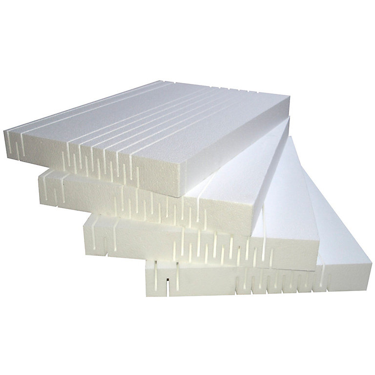 Product image for Polystyrene 60mm Insulation board (L)0.61m (W)0.4m, Pack of 4