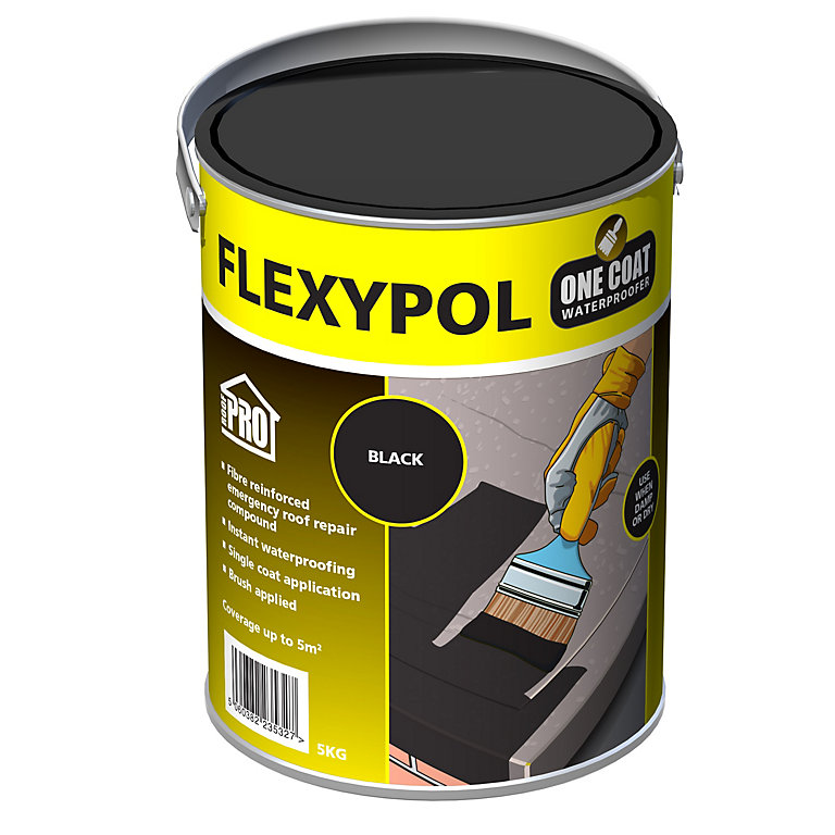Product image for Roof Pro Flexypol One Coat Black Roofing waterproofer, 5L