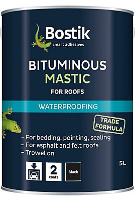 Product image for Bostik Waterproofing Black Downpipes, gutters & roofs Bituminous mastic, 5L
