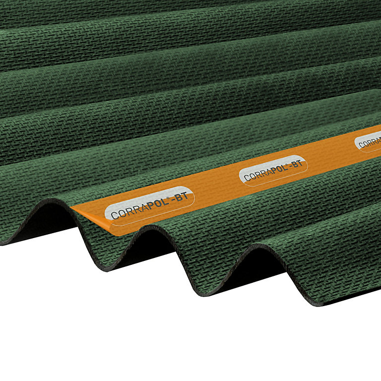 Product image for Corrapol Green Bitumen Corrugated Roofing sheet (L)2m (W)930mm (T)2mm
