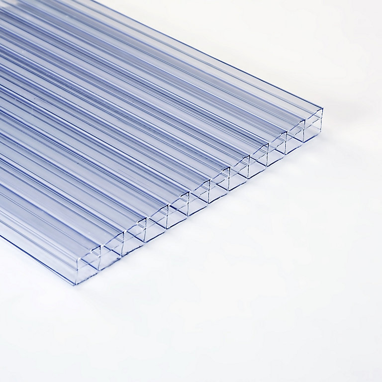 Product image for Roof pro Clear Polycarbonate Multiwall Roofing sheet (L)3m (W)1000mm (T)16mm