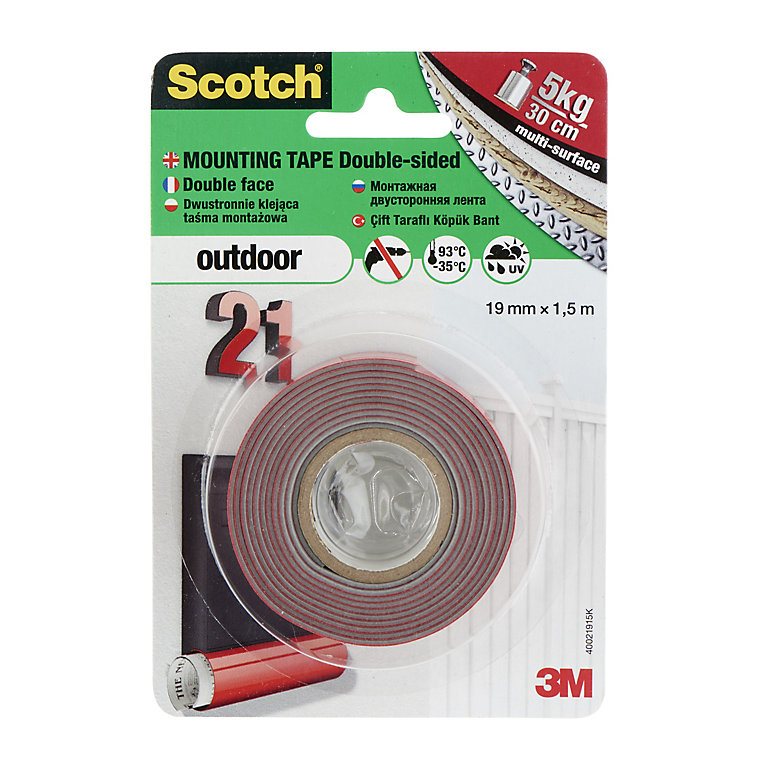 Product image for Scotch Acrylic Red Mounting Tape (L)1.5m (W)19mm