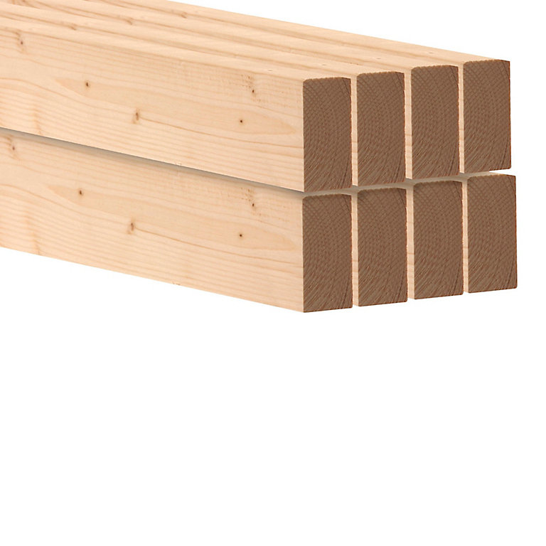 Planed Round edge Spruce CLS timber (L)2.4m (W)63mm (T)38mm 248007, Pack of 8 | Compare The Build