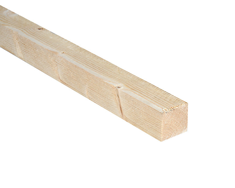 Image of Smooth Planed Round edge Whitewood spruce Stick timber (L)2.4m (W)38mm (T)38mm, Pack of 8