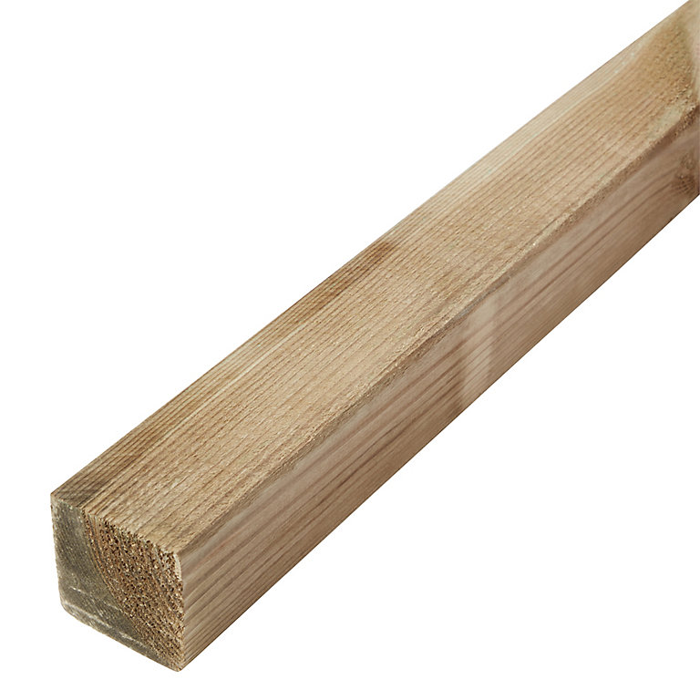 Product image for R4C Smooth Planed Round edge Treated Whitewood Stick timber (L)2.4m (W)60mm (T)60mm