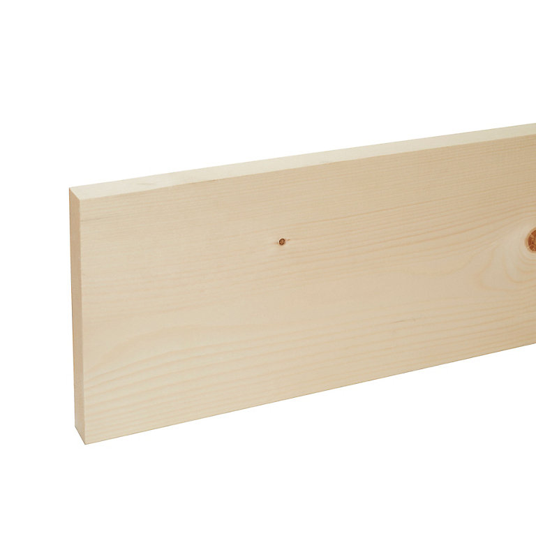 Image of Smooth Planed Square edge Whitewood spruce Stick timber (L)2.4m (W)194mm (T)27mm S4SW17