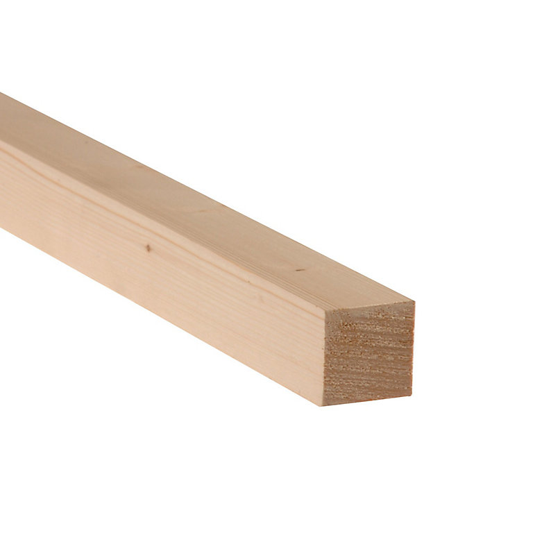 Image of Smooth Planed Square edge Spruce Timber (L)1.8m (W)34mm (T)34mm 253273, Pack of 12