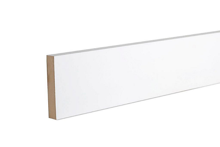 Product image for GoodHome White MDF Square Skirting board (L)2.4m (W)94mm (T)18mm