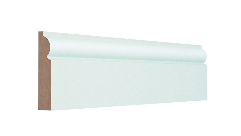Image of GoodHome Fully finished White MDF Torus Skirting board (L)2.4m (W)119mm (T)18mm