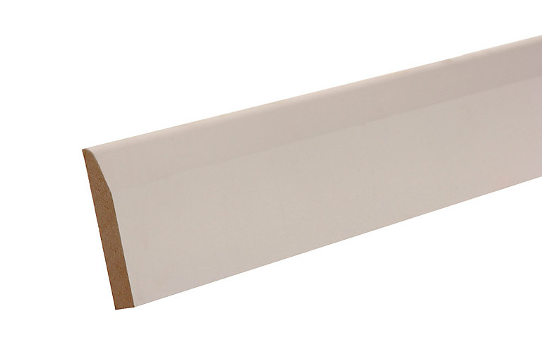 Image of Metsä Wood White MDF Chamfered Skirting board (L)2.4m (W)94mm (T)14.5mm