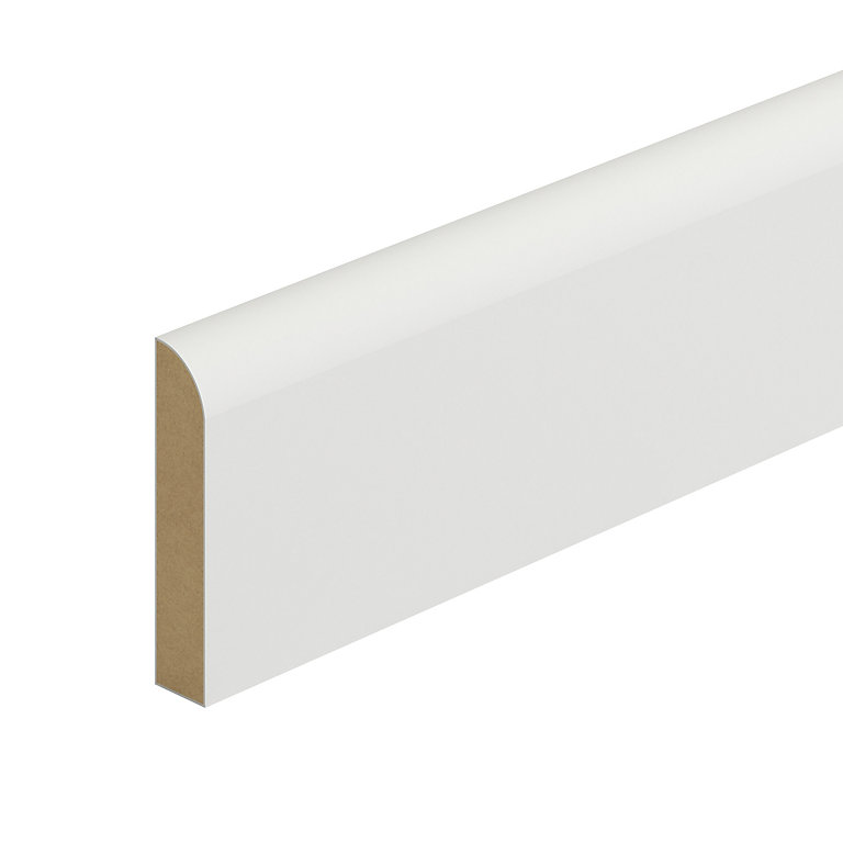 Image of Metsä Wood Primed White MDF Round Skirting board (L)2.4m (W)69mm (T)14.5mm, Pack of 4