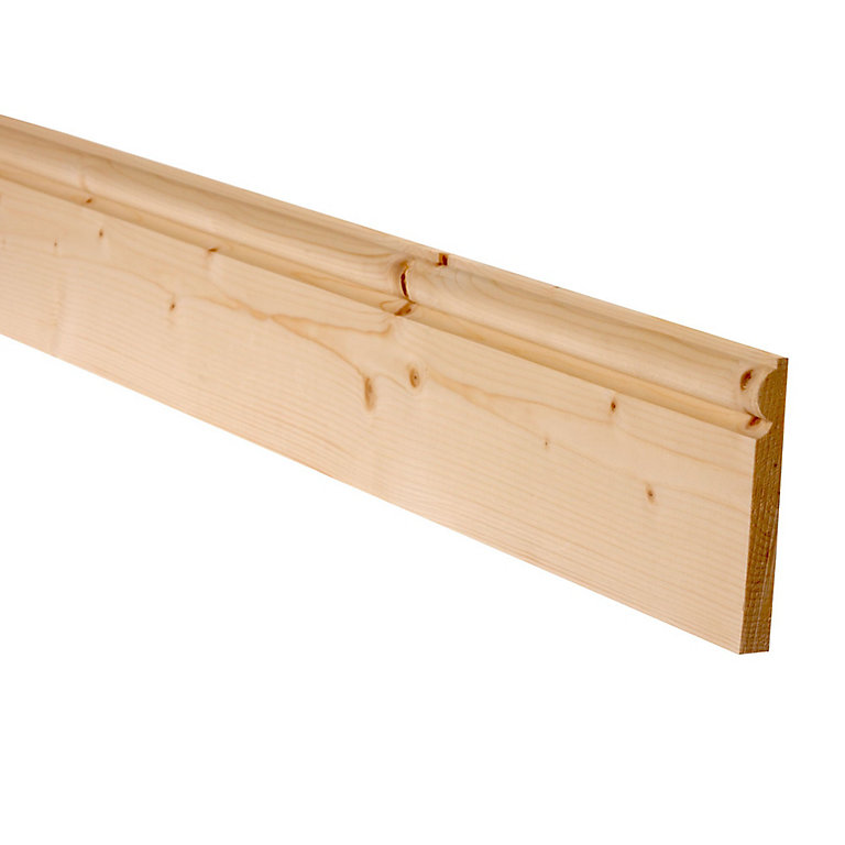 Product image for Pine Torus Skirting board (L)2.4m (W)169mm (T)15mm, Pack of 4