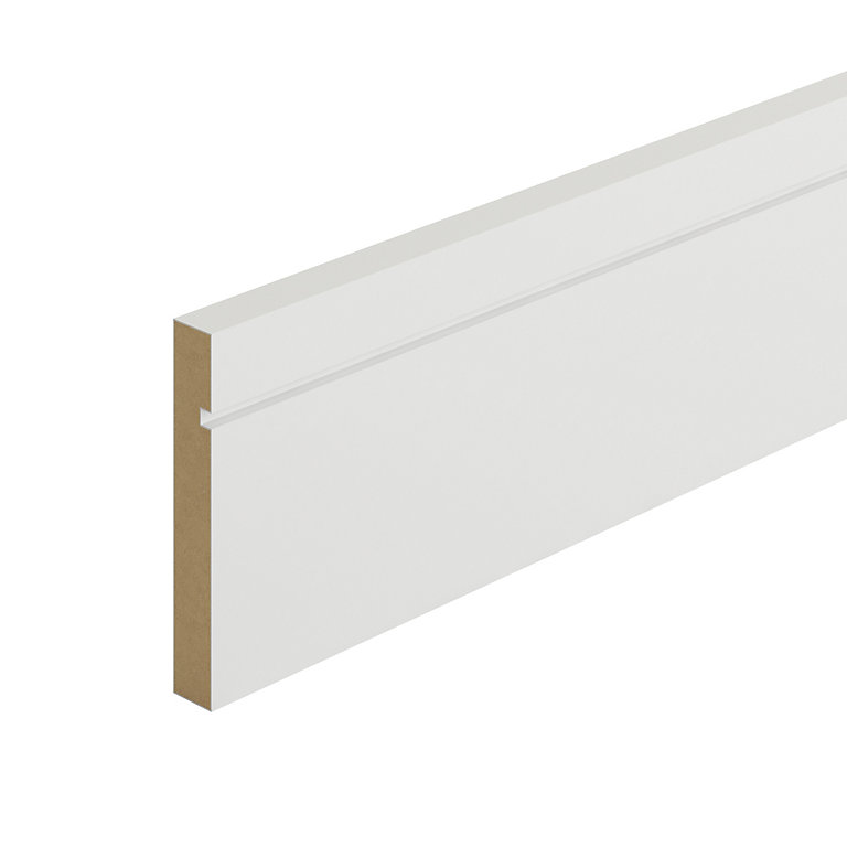 Product image for Metsä Wood Grooved Primed White MDF Square Skirting board (L)2.4m (W)119mm (T)18mm, Pack of 4