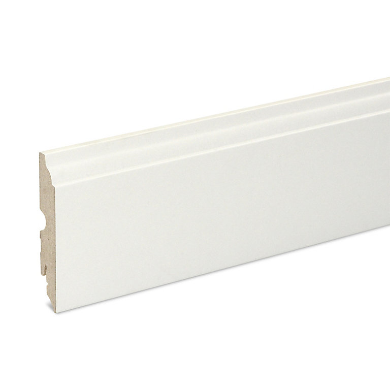 Product image for GoodHome White MDF Skirting board (L)2.2m (W)90mm (T)16mm