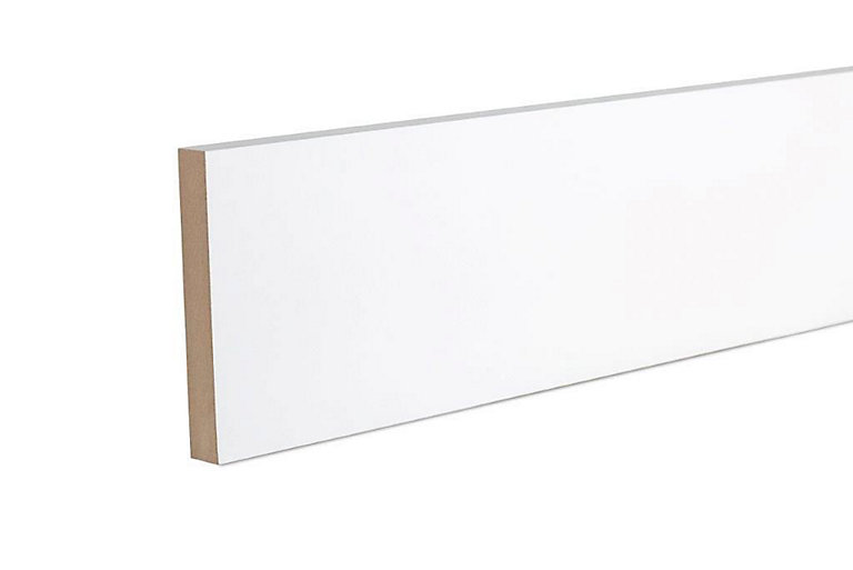 Image of GoodHome White MDF Square Skirting board (L)2.4m (W)119mm (T)18mm