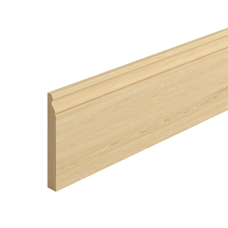 Image of GoodHome Natural Pine Ogee Skirting board (L)2.4m (W)144mm (T)19.5mm