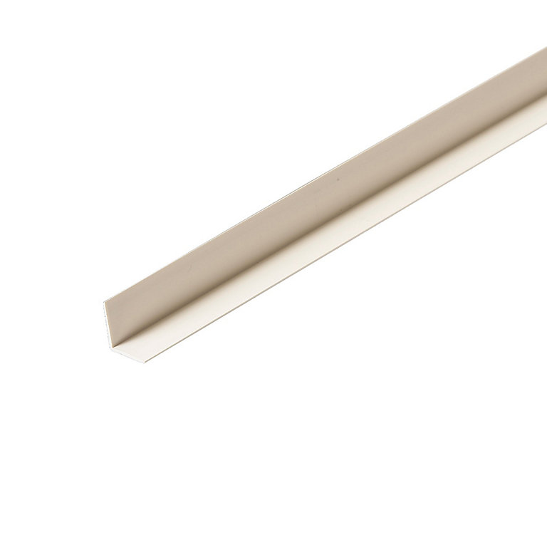Product image for White PVC Angled edge Moulding (L)2.4m (W)15mm (T)15mm