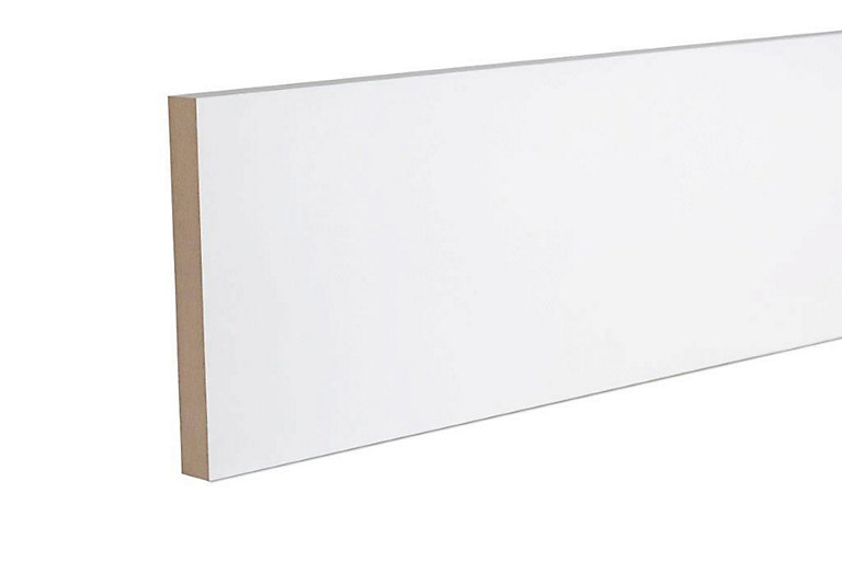 Product image for GoodHome White MDF Square Skirting board (L)2.4m (W)144mm (T)18mm