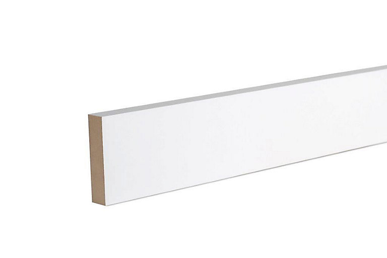 Image of GoodHome White MDF Square Skirting board (L)2.4m (W)69mm (T)18mm