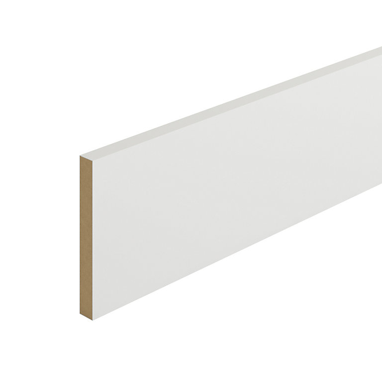 Product image for Metsä Wood Primed White MDF Square Skirting board (L)2.4m (W)144mm (T)18mm, Pack of 2