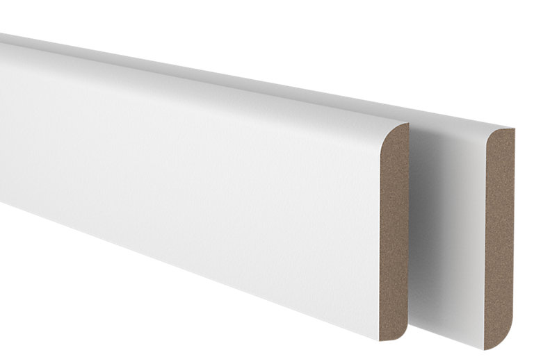 Product image for GoodHome Fully finished White MDF Round & bullnose Skirting board (L)2.4m (T)14.5mm