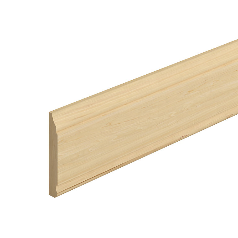 Image of GoodHome Natural Pine Ogee Skirting board (L)2.1m (W)94mm (T)15mm