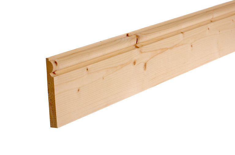 Product image for GoodHome Natural Pine Torus Skirting board (L)2.4m (W)144mm (T)19.5mm