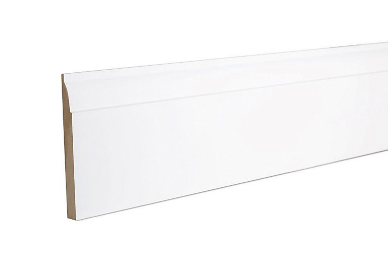 Image of Metsä Wood Primed White MDF Ovolo Skirting board (L)2.4m (W)119mm (T)14.5mm