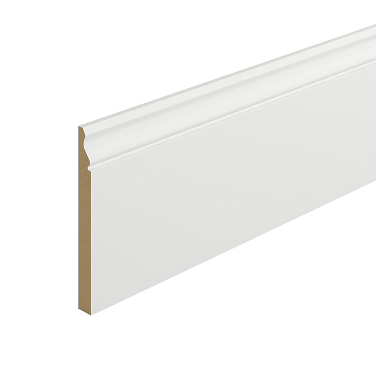 Product image for Metsä Wood Primed White MDF Ogee Skirting board (L)2.4m (W)169mm (T)18mm, Pack of 2