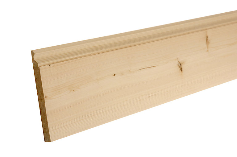 Image of GoodHome Natural Pine Ogee Skirting board (L)2.4m (W)169mm (T)15mm