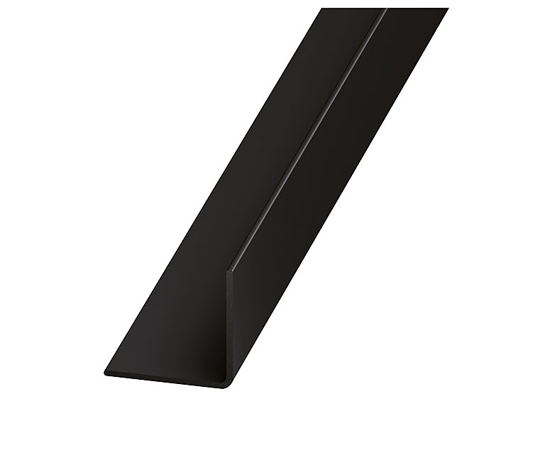 Product image for Black PVC Equal L-shaped Angle profile, (L)1.3m (W)20mm