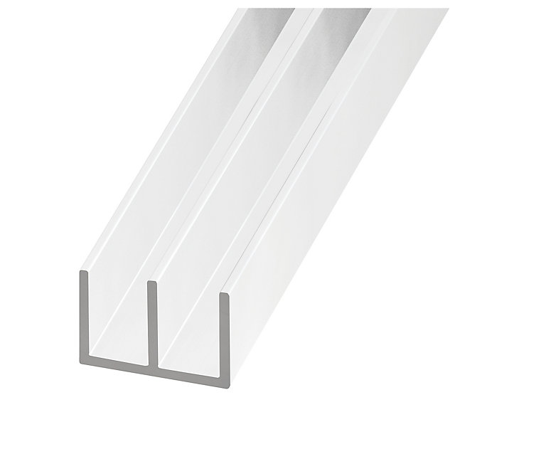 Product image for White Painted Aluminium Equal UU-shaped Channel, (L)2m (W)10.5mm